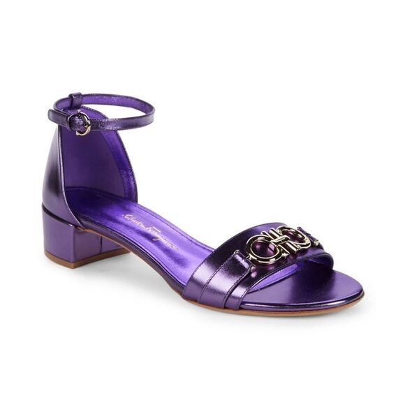 Salvatore Ferragamo Como 30 Metallic leather Sandals - Picture 1 of 9